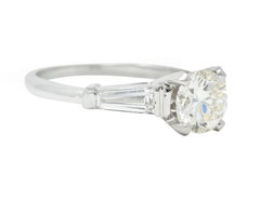 Vintage 1.61 CTW Old European Diamond Platinum Three Stone Engagement Ring