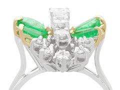 Vintage 1.62 Carat Emerald and 1.28 Carat Diamond White Gold Cocktail Ring