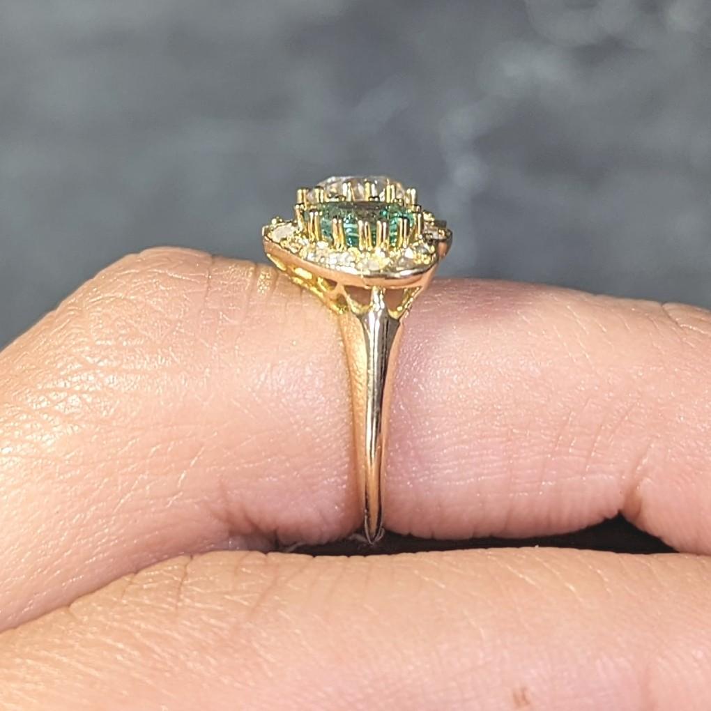 Vintage 1.63 CTW Emerald Diamond 18 Karat Yellow Gold Toi Et Moi Heart Ring 6
