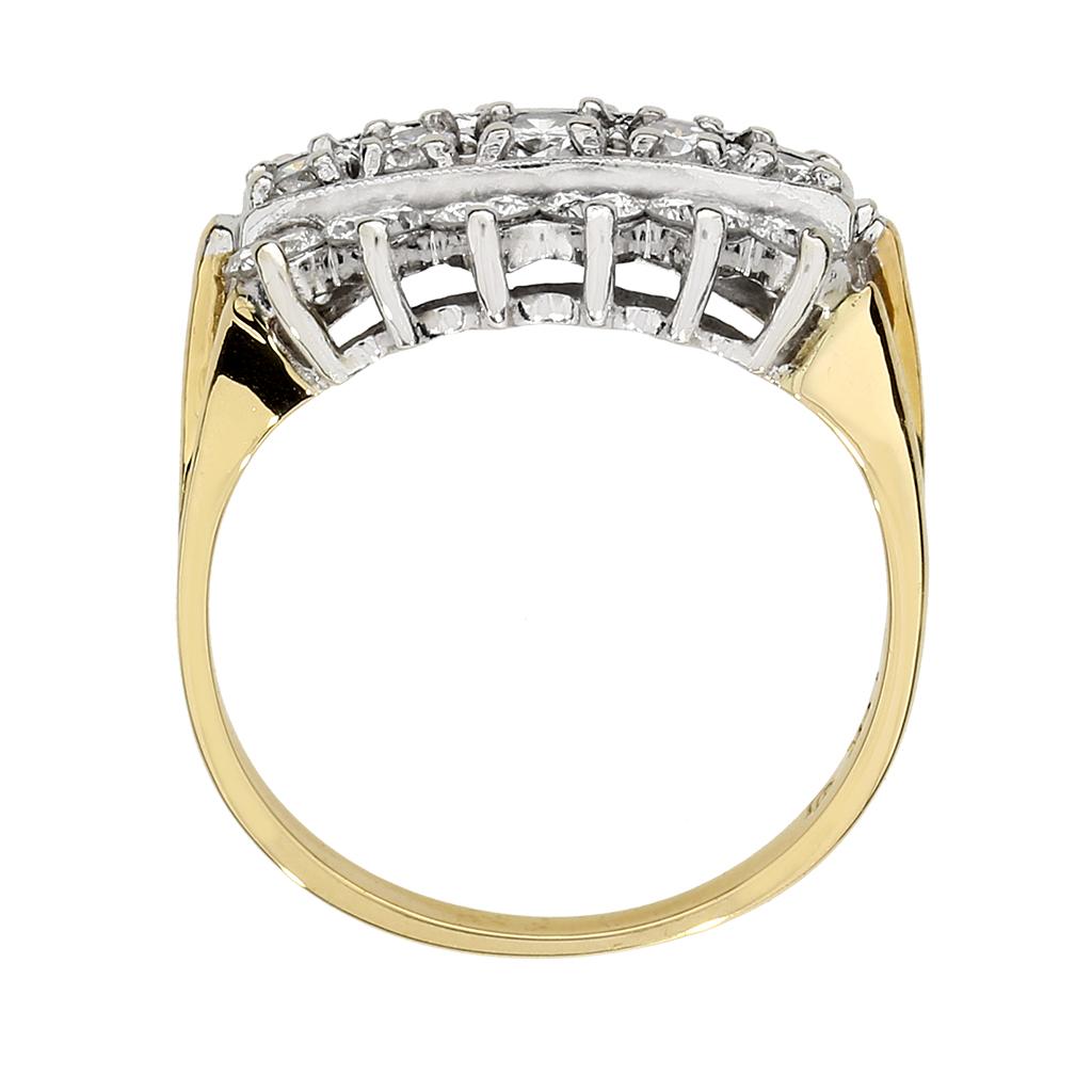 Vintage 1,64 Karat Gesamtgewicht Diamant 14K 3-reihiger Ring im Zustand „Hervorragend“ im Angebot in Fuquay Varina, NC