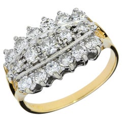 Vintage 1.64 Carat Total Weight Diamond 14K 3 Row Ring