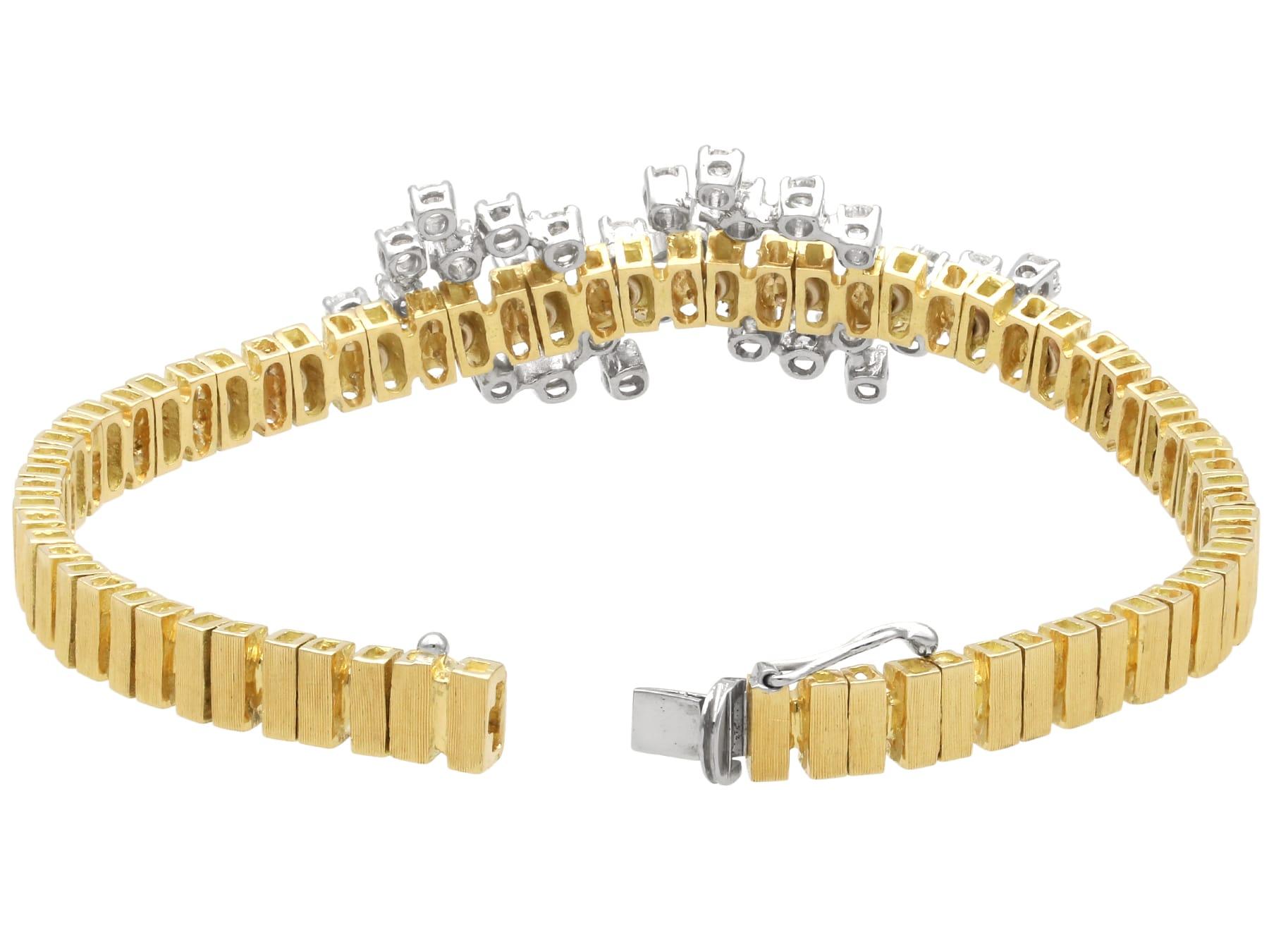 Vintage 1.65 Carat Diamond and 18k Yellow Gold Bracelet Circa 1990 For Sale 5