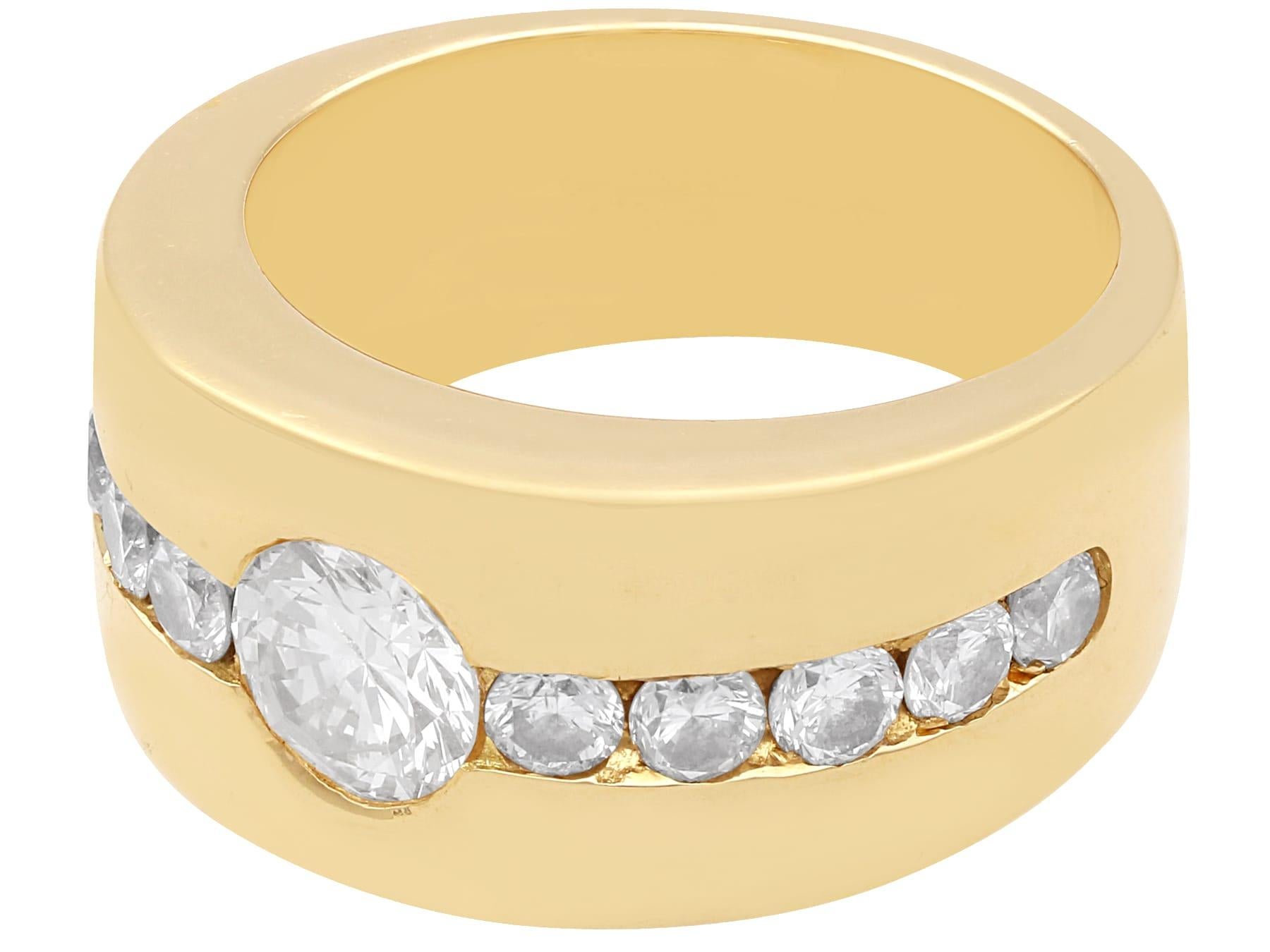 Vintage 1.65 Carat Diamond and 18k Yellow Gold Ring Circa 1990 In Excellent Condition For Sale In Jesmond, Newcastle Upon Tyne