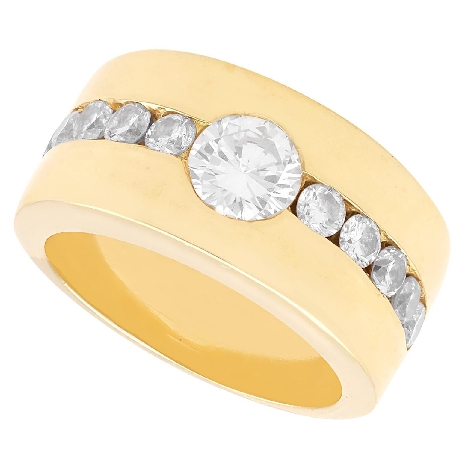 Vintage-Ring aus 18 Karat Gelbgold mit 1,65 Karat Diamanten, Vintage, um 1990