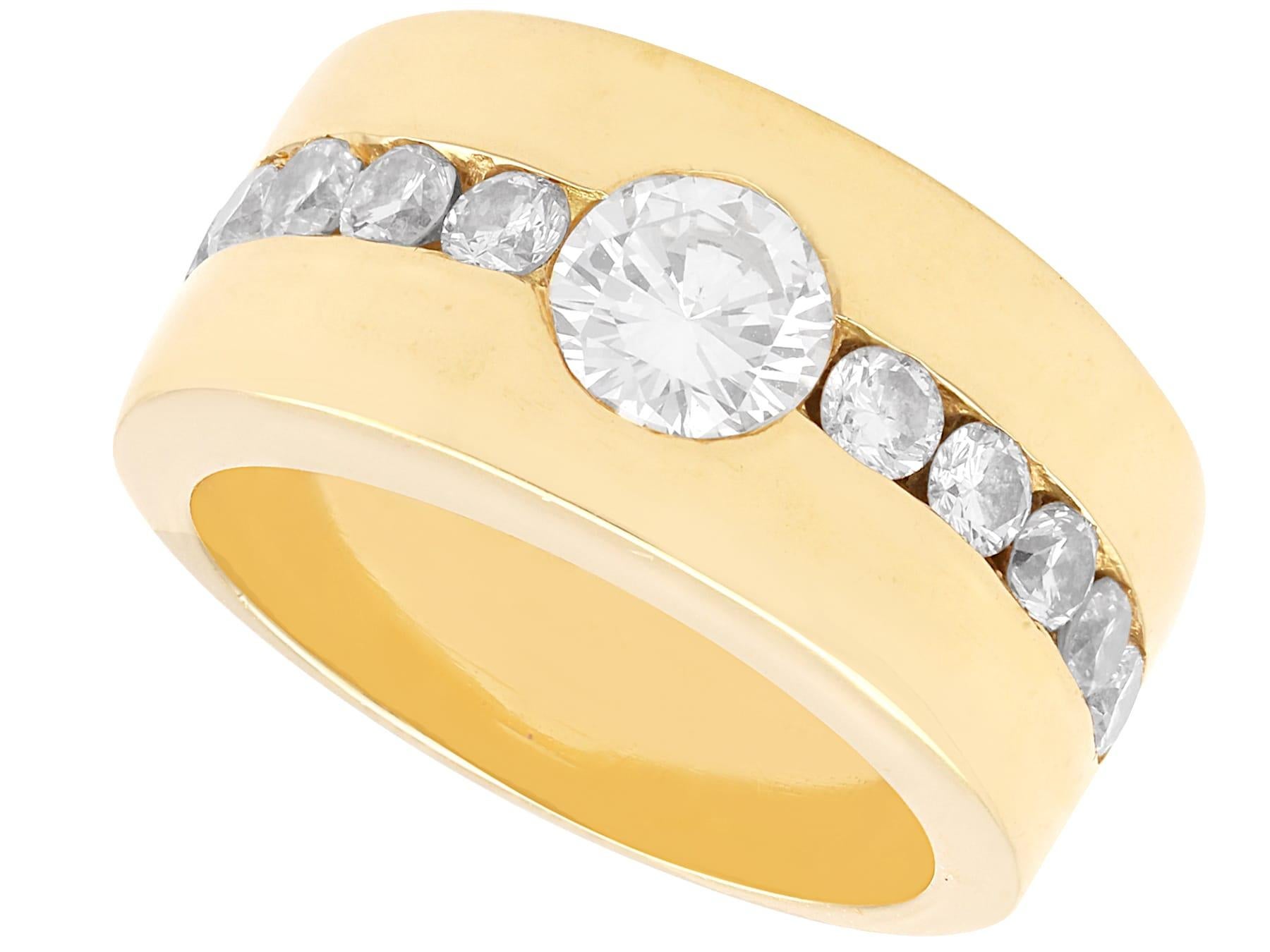 Vintage 1.65 Carat Diamond and 18k Yellow Gold Ring Circa 1990 For Sale