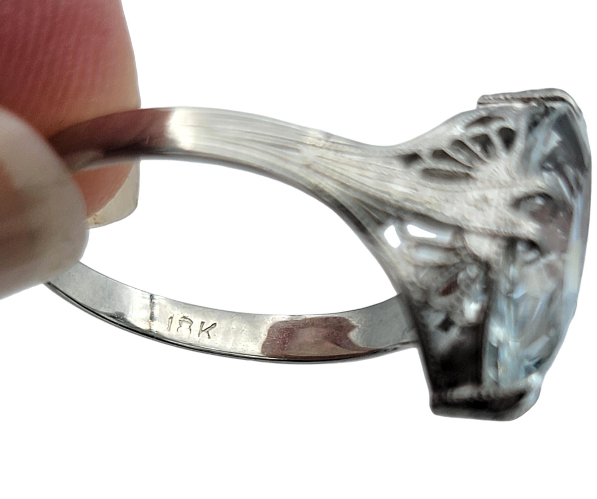 Vintage 1.65 Carat Marquise Cut Aquamarine Solitaire Ring in 18 Karat White Gold For Sale 2