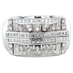 French Art Deco 16.56 Carat French Diamond Platinum Bangle