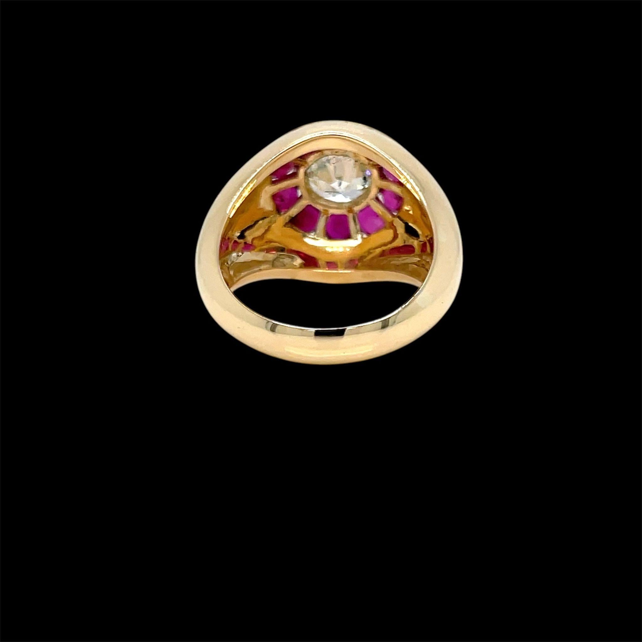 Anillo de cóctel vintage de rubí y diamantes de 1.66 quilates en Excelente estado para la venta en Napoli, NA