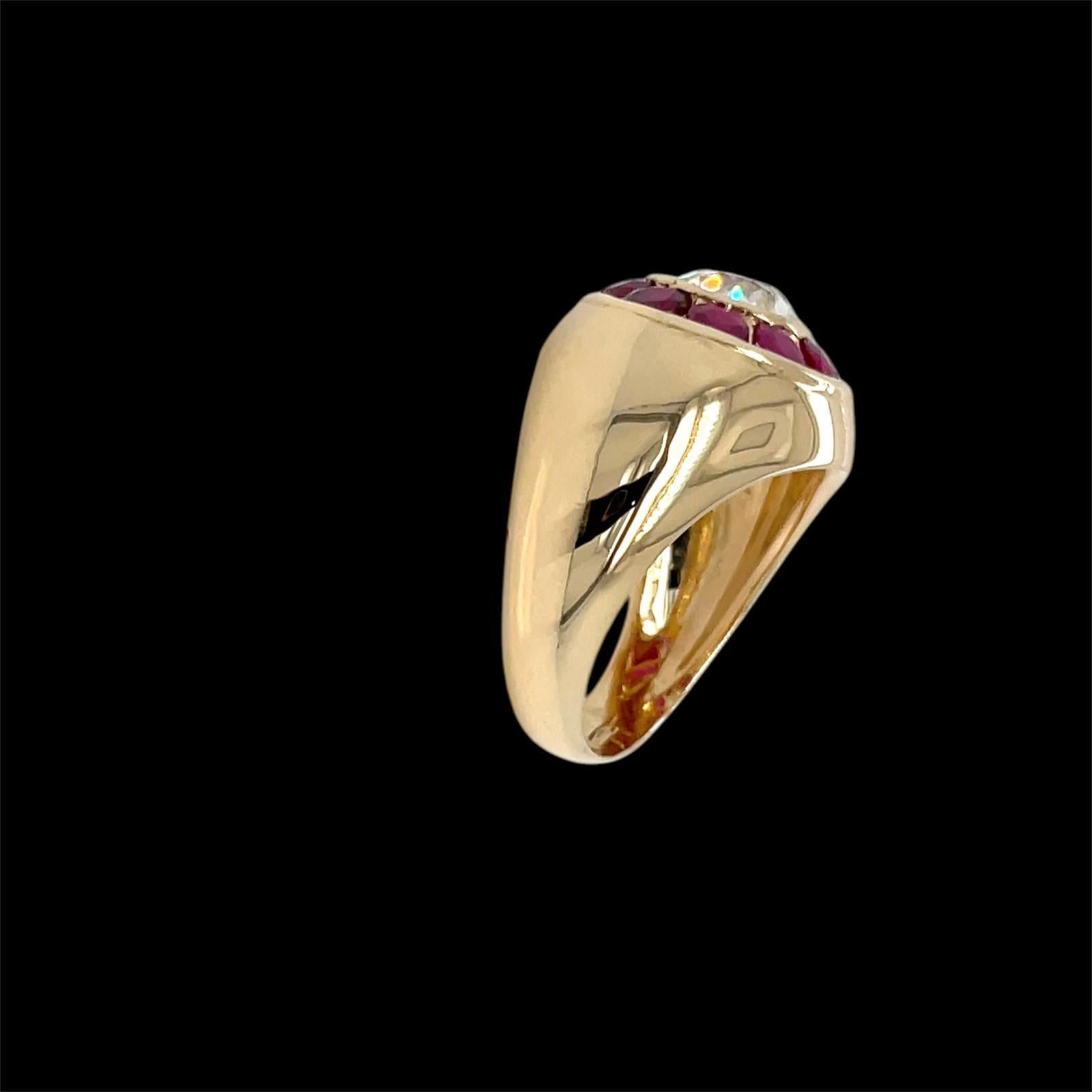Anillo de cóctel vintage de rubí y diamantes de 1.66 quilates en venta 1