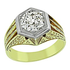 Bague de fiançailles vintage en or avec diamants de 1,77 carat