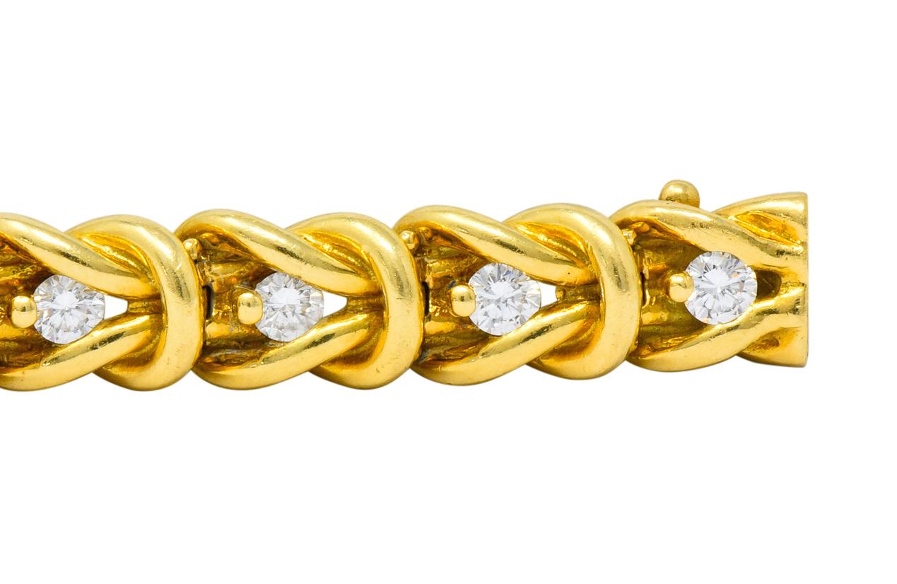 Vintage 1.68 Carat Diamond 18 Karat Gold Knot Link Bracelet 1