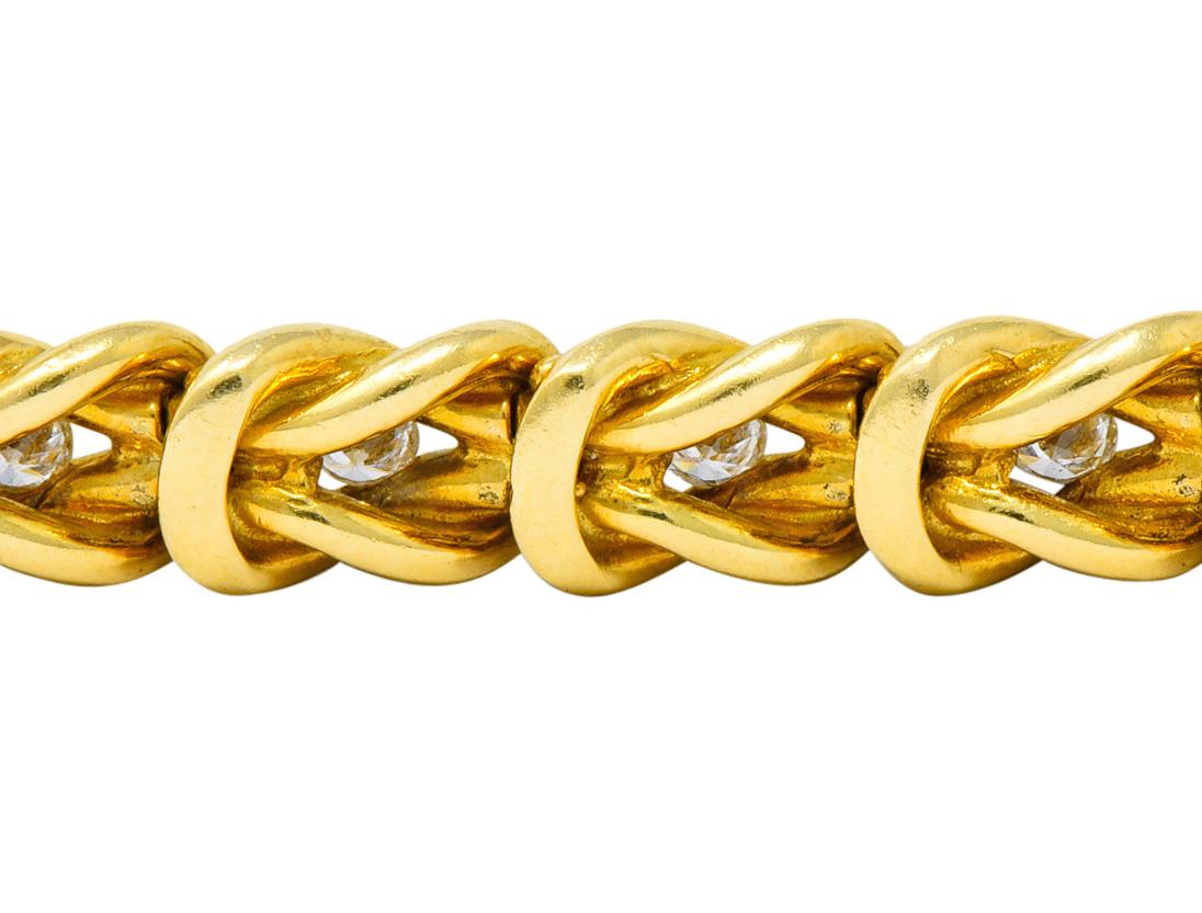 Vintage 1.68 Carat Diamond 18 Karat Gold Knot Link Bracelet 2