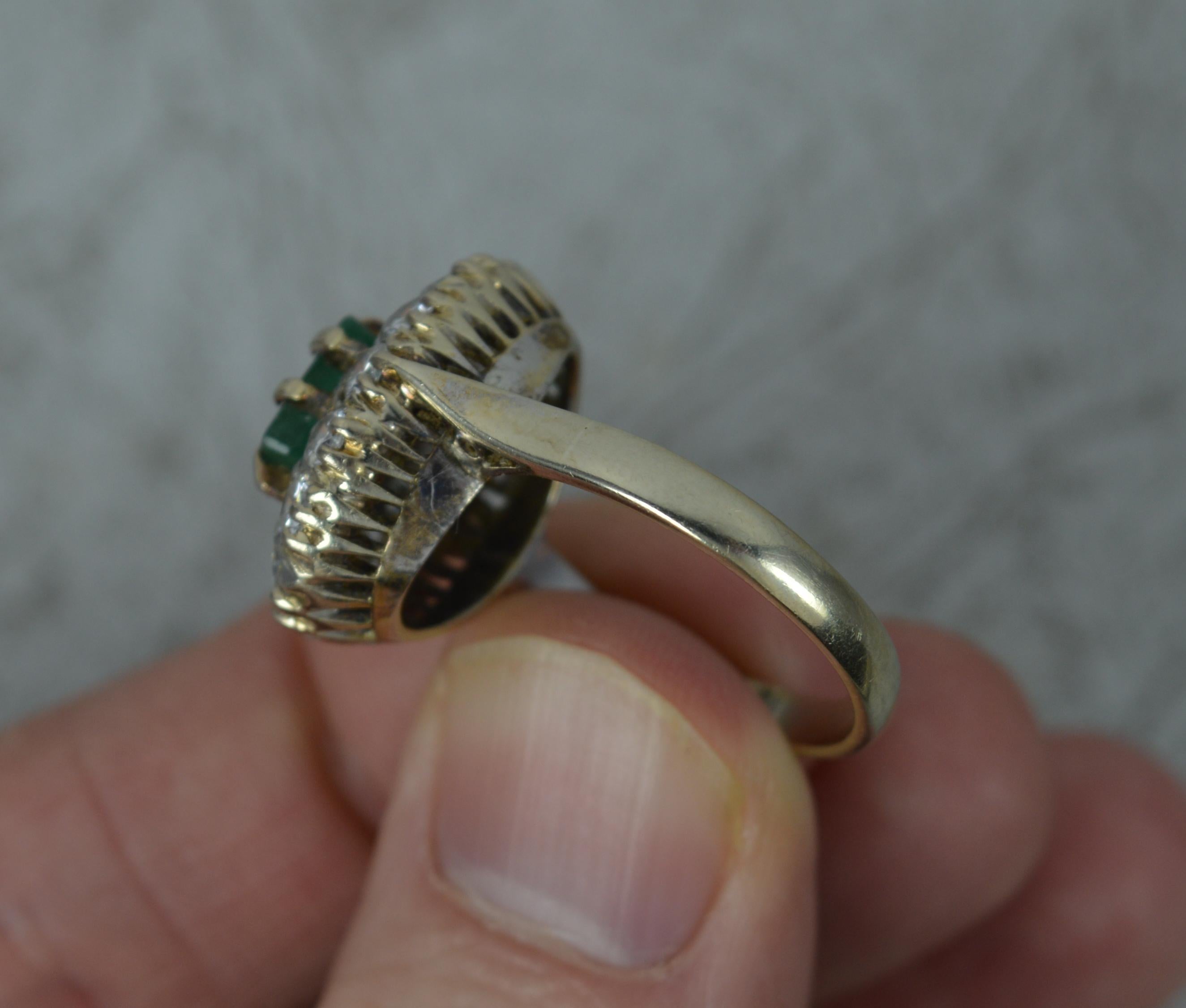 Vintage 1.6 Carat Diamond and Emerald 18 Carat Gold Cluster Ring 4