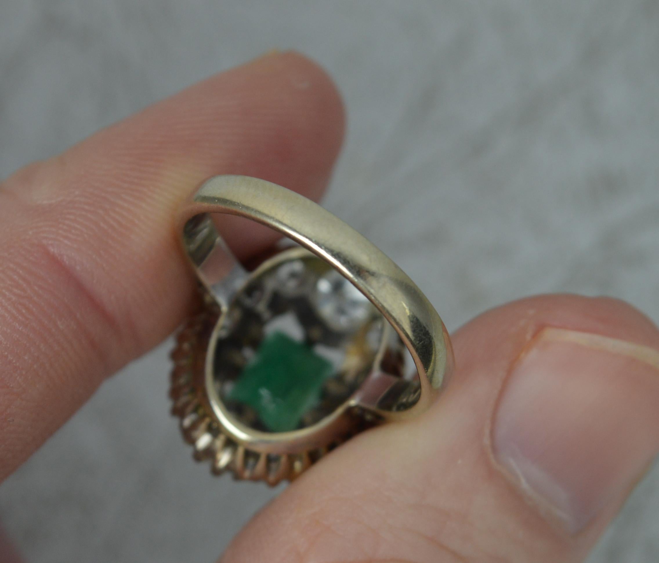 Vintage 1.6 Carat Diamond and Emerald 18 Carat Gold Cluster Ring 5