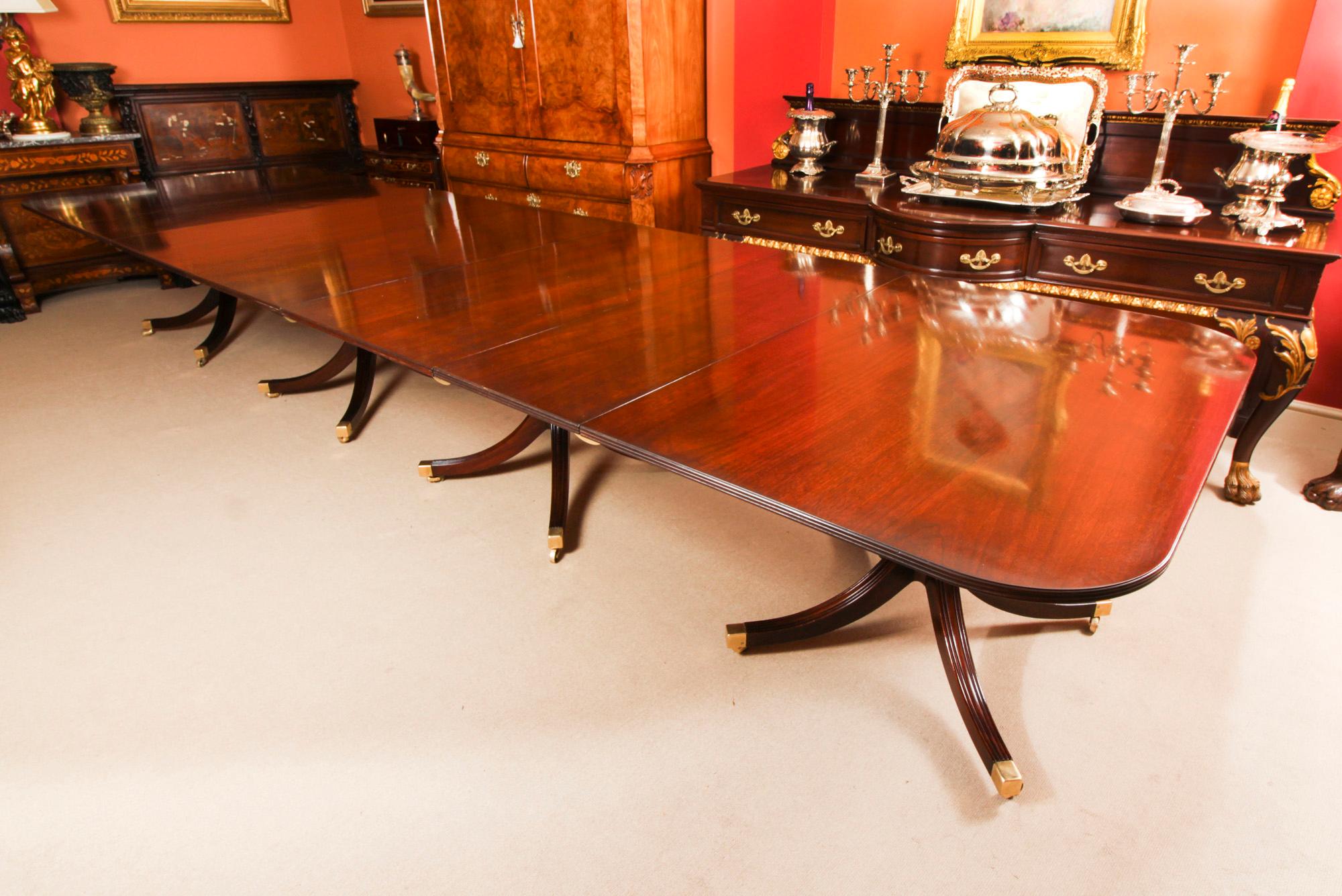 Regency Revival Vintage Dining Table by William Tillman & 16 Dining Chairs 20th C