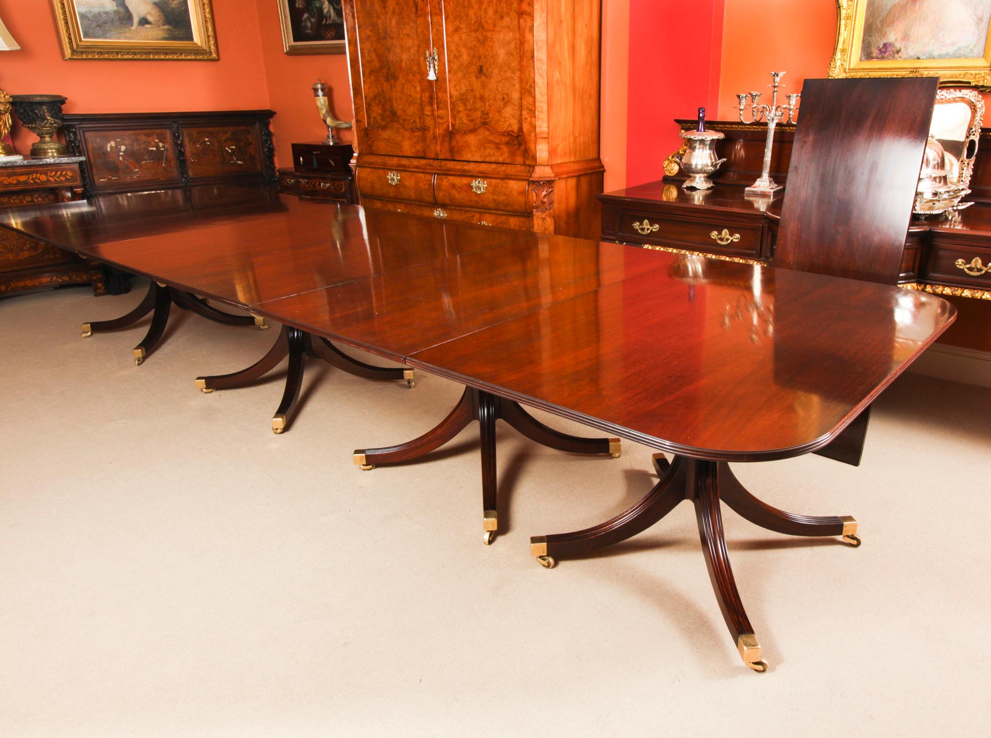 English Vintage Dining Table by William Tillman & 16 Dining Chairs 20th C