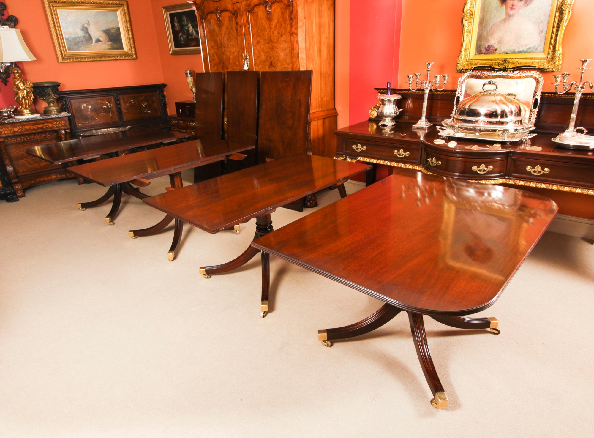 Mahogany Vintage Dining Table by William Tillman & 16 Dining Chairs 20th C
