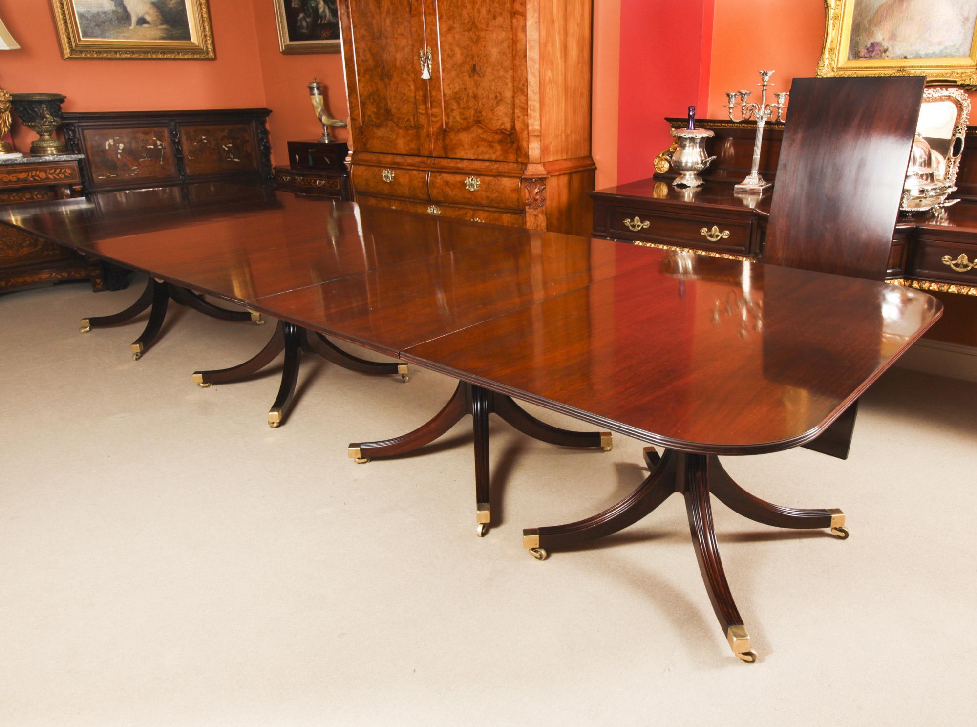 English Vintage Dining Table by William Tillman & 18 Dining Chairs, 20th C