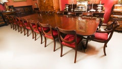 Vintage Regency Mahogany Triple Pillar Dining Table William Tillman 20th C