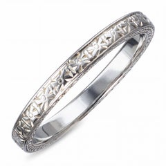 Vintage 16k White Gold Engraved Sun Pattern Ring