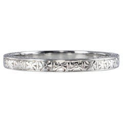 Vintage 16k White Gold Engraved Sun Pattern Ring