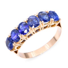 Vintage 16k Yellow Gold 2.12tcw Blue Sapphire Half Band Ring