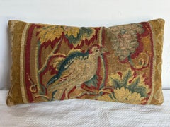 Vintage 16th Century Brussels Tapestry Pillow 17" x 10"