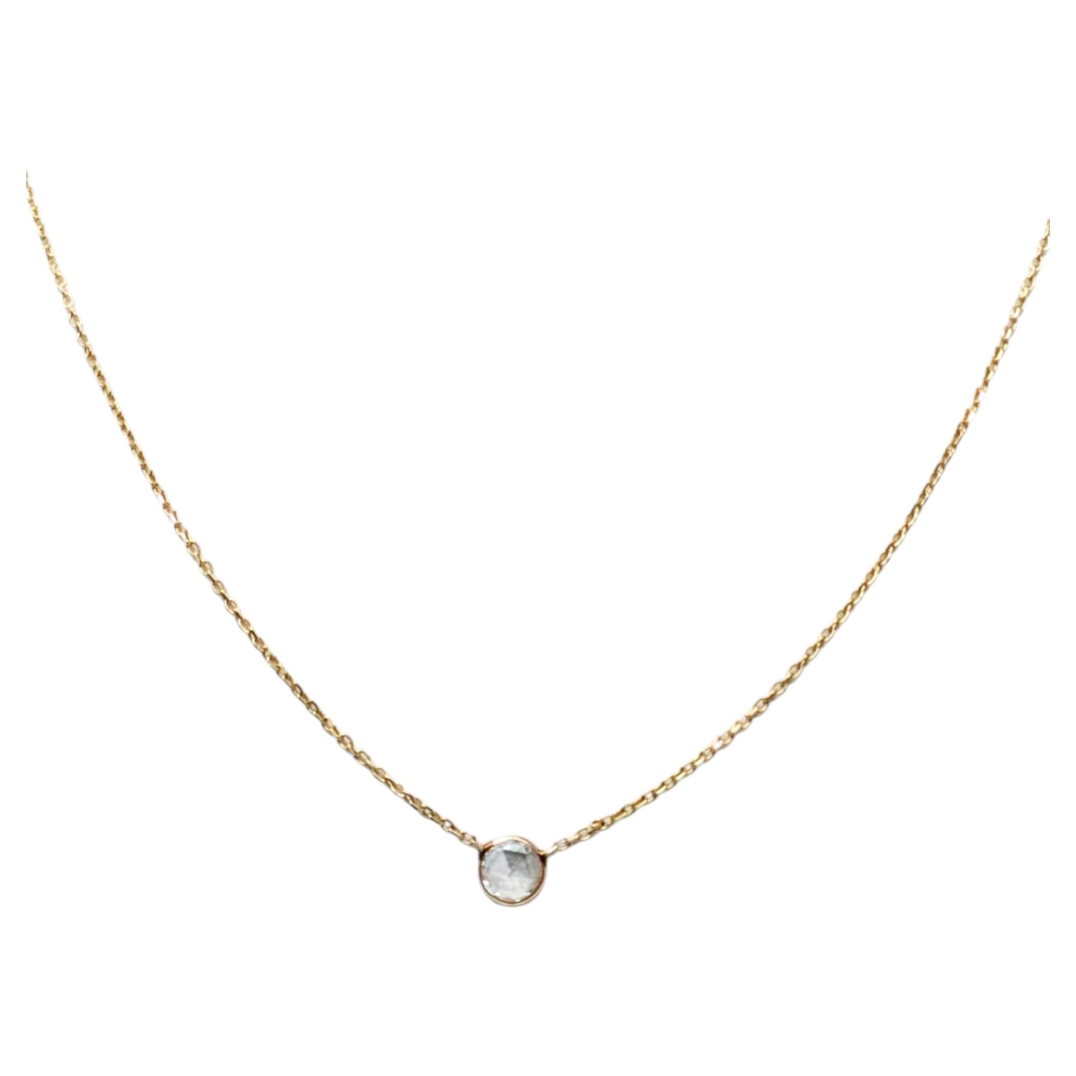 Collana vintage da 17"-18" con diamante bianco naturale (0,55 ct) in oro giallo 14 carati