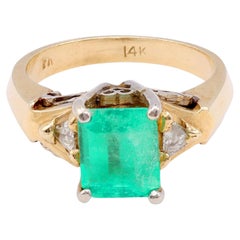 Anello vintage con diamante smeraldo da 1,7 carati in oro giallo 14K