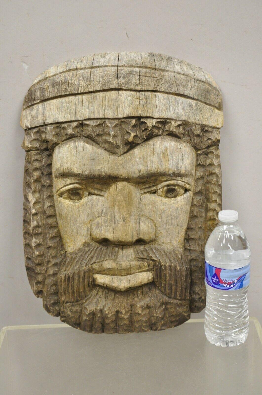 Vintage 17” Carved Wood Jamaican Bearded Man Rasta Figure Sculpture. CircaLate 20th Century. Measurements: 17