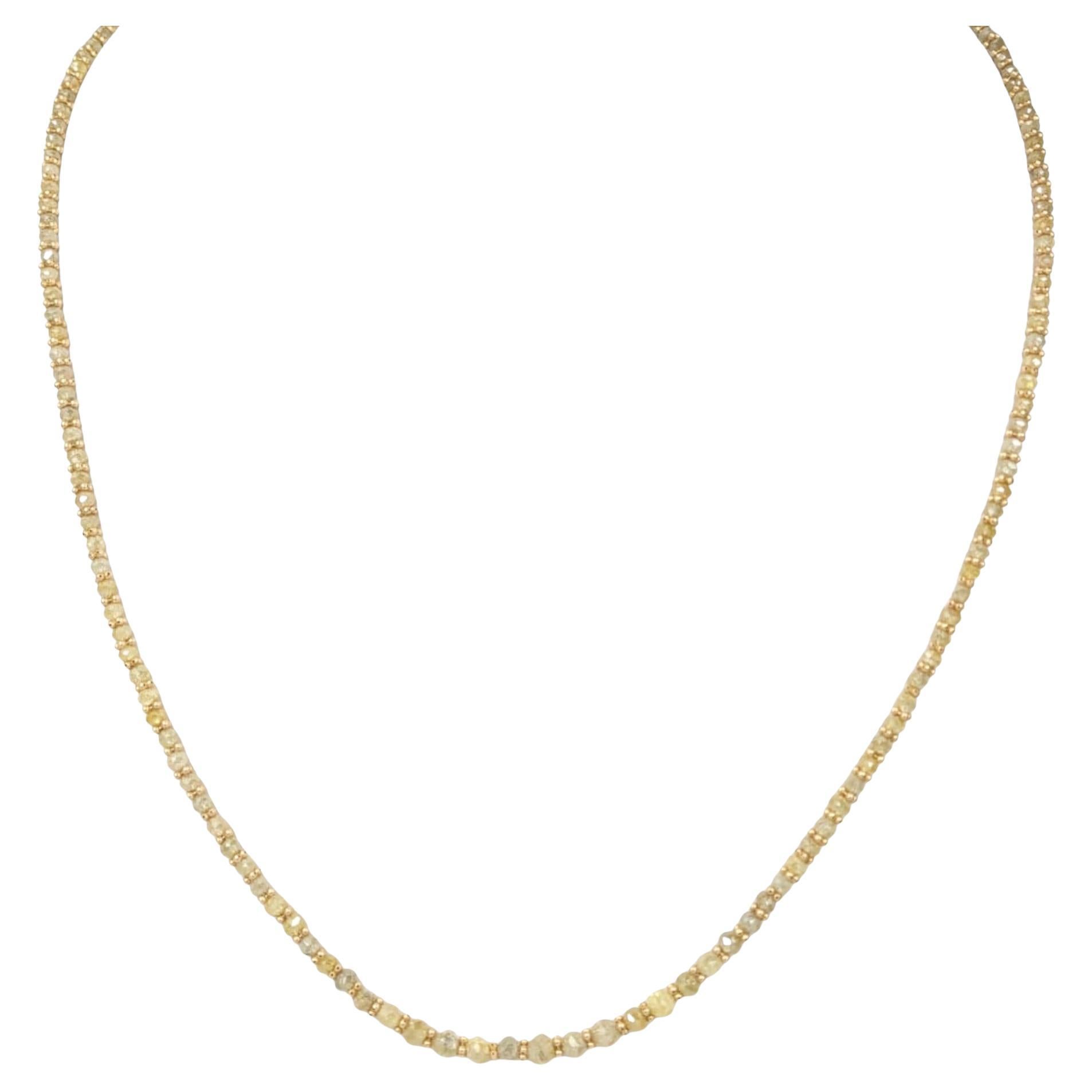 Collana vintage da 17" con diamante giallo (23.00CT) in oro giallo 14 carati