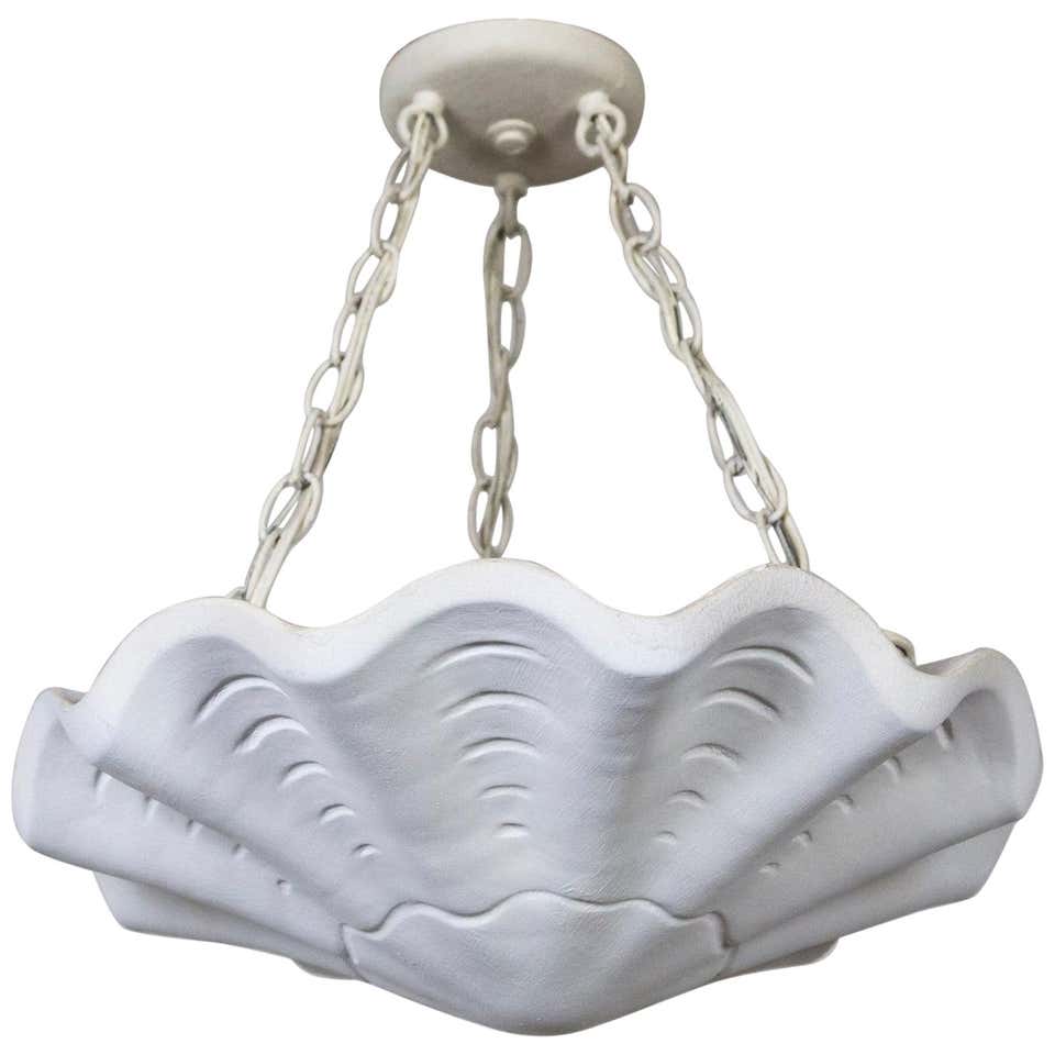 Vintage Undulating Ribbed Plaster Shell Pendant at 1stDibs