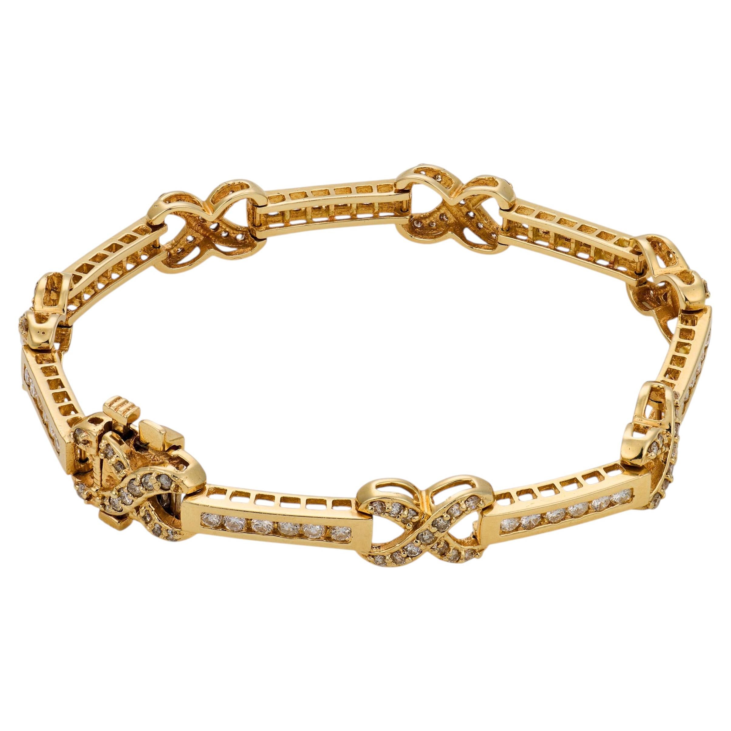 Pulsera vintage de oro amarillo de 14k con un diamante de 1,70 quilates en venta
