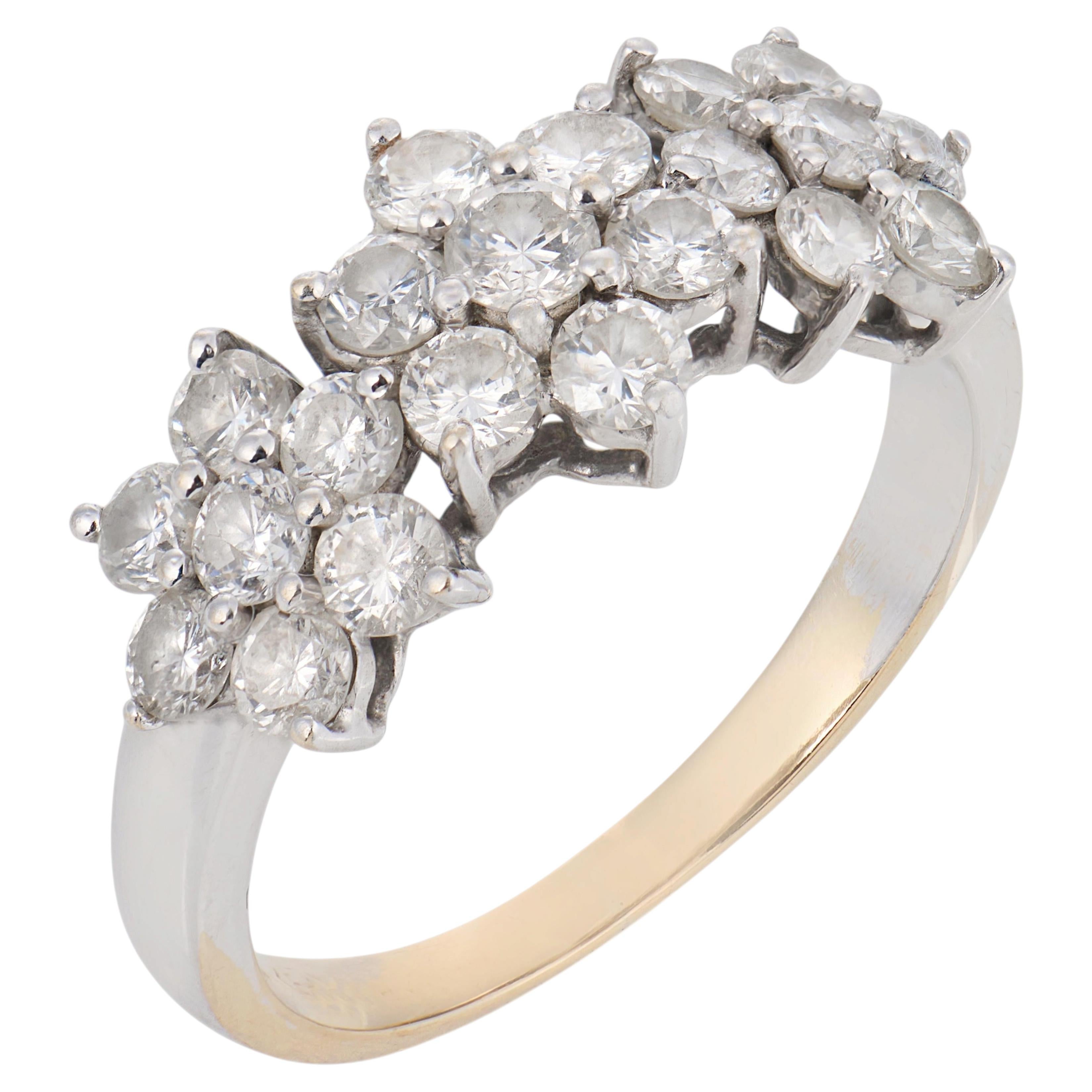 Vintage 1.70 carat diamond 18k white gold floral ring
