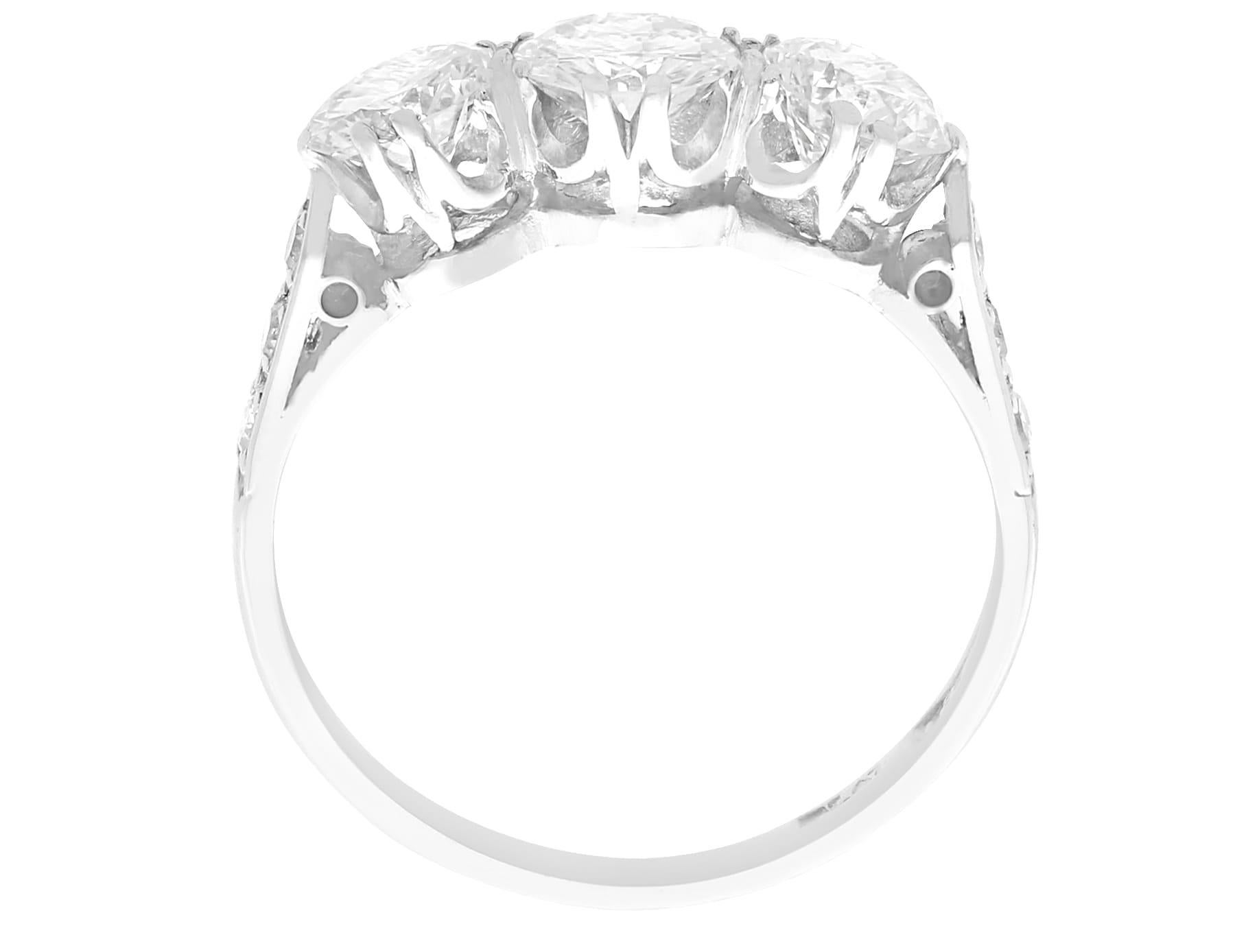 Women's Vintage 1.70 Carat Diamond and White Gold Three-Stone Ring