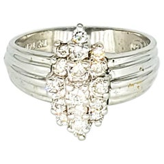 Bague vintage en or blanc 14 carats avec grappe de diamants de 1,70 carat