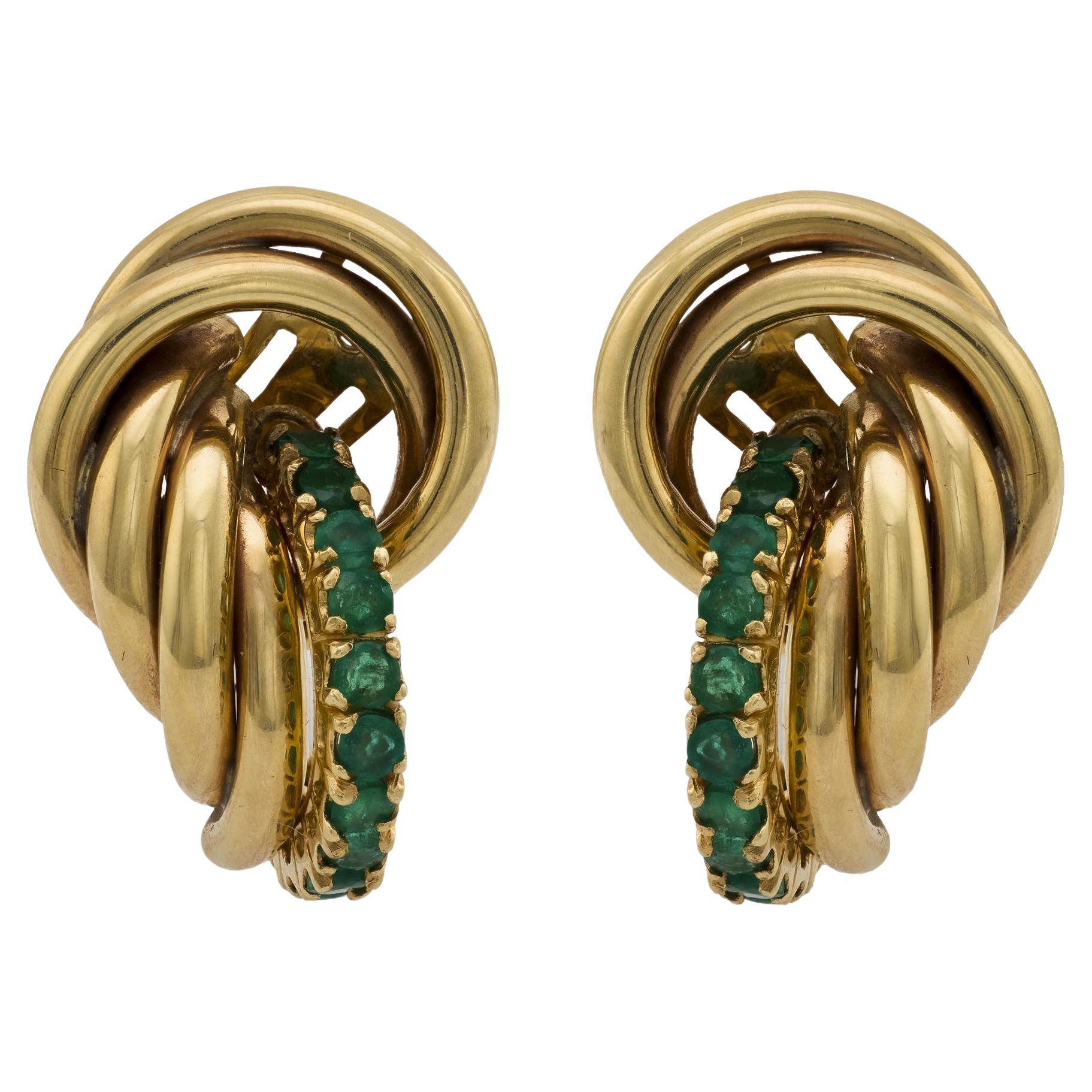 Orecchini vintage in oro giallo 14k con smeraldo da 1,70 carati