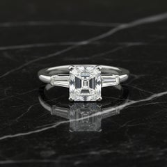 Vintage 1.70 Carat Emerald Cut Diamond Platinum Ring F VS2