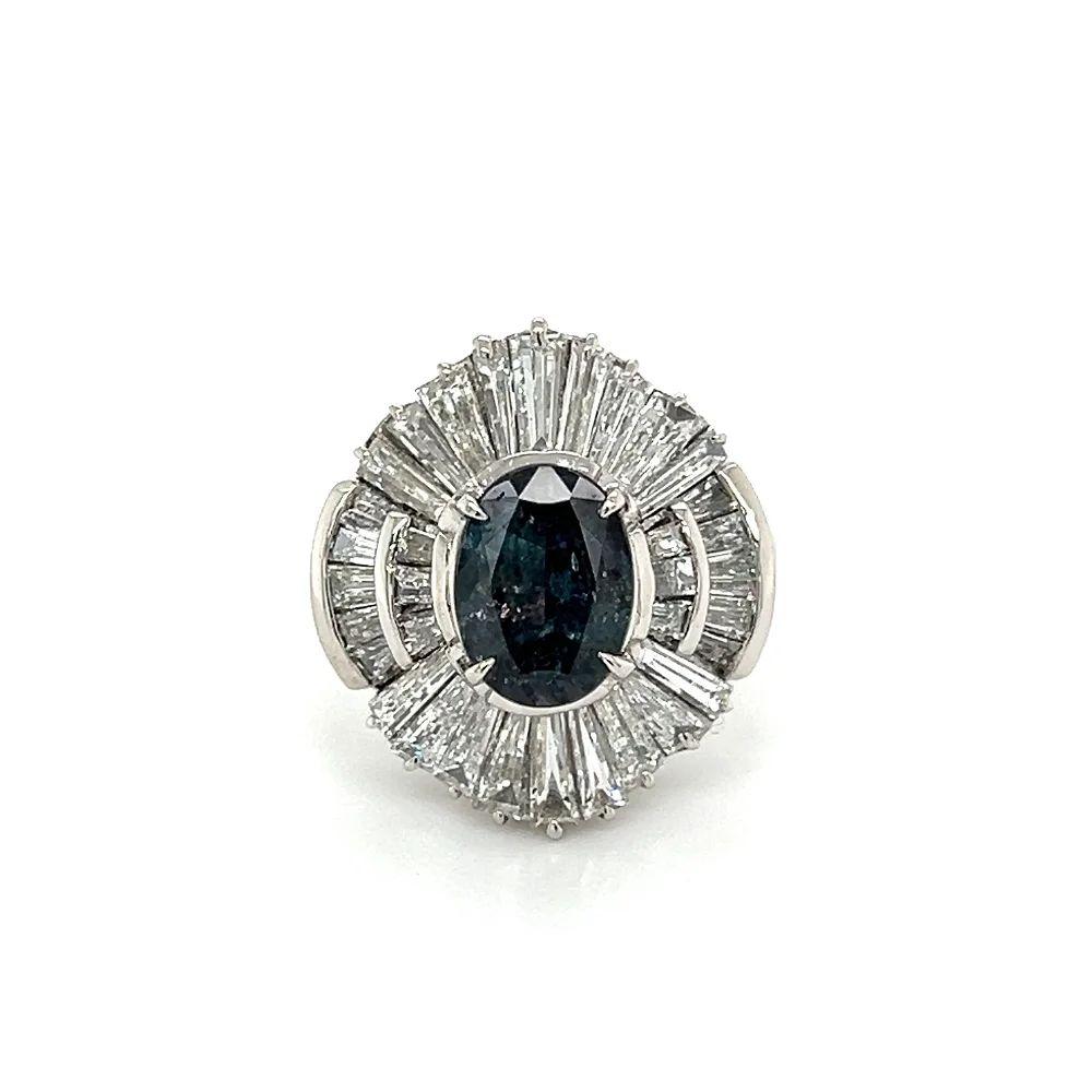 Mixed Cut Vintage 1.70 Carat GIA Brazilian Alexandrite and Diamond Platinum Cocktail Ring  For Sale