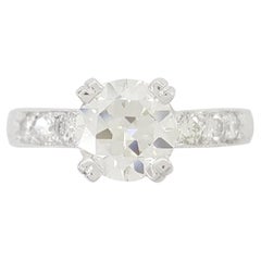 Vintage 1.70 Carat Old European Cut Diamond Platinum Engagement Ring