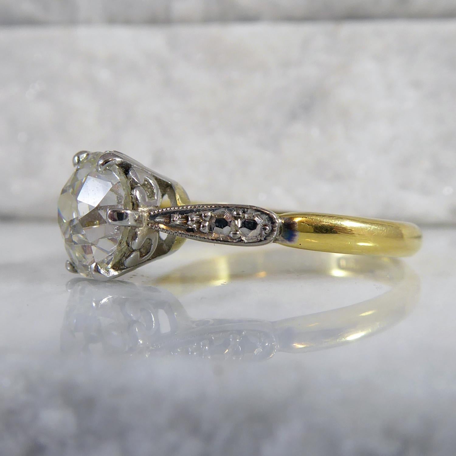 Art Deco Vintage 1.70 Carat Old European Cut Diamond Ring