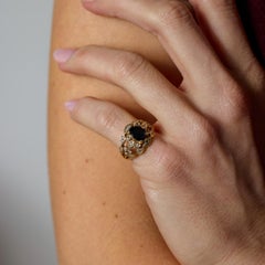 Vintage 1.70 carat sapphire diamond 14k yellow gold ring