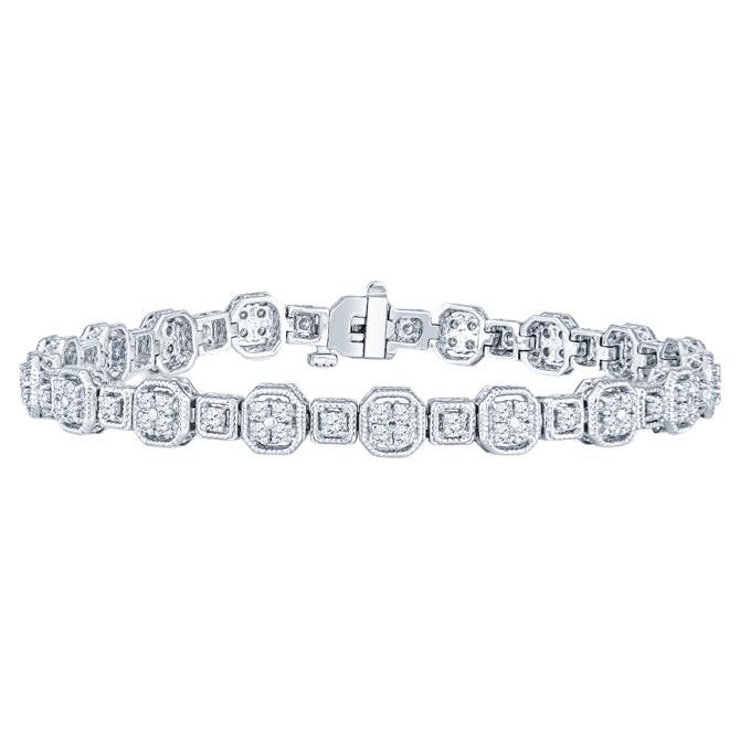 Vintage 1.70 Carat Total Weight Prong Set Diamond Bracelet with Milgrain Details