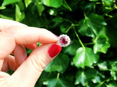 Vintage 1.70 Carat Thai Ruby Diamond White Gold Cluster Ring