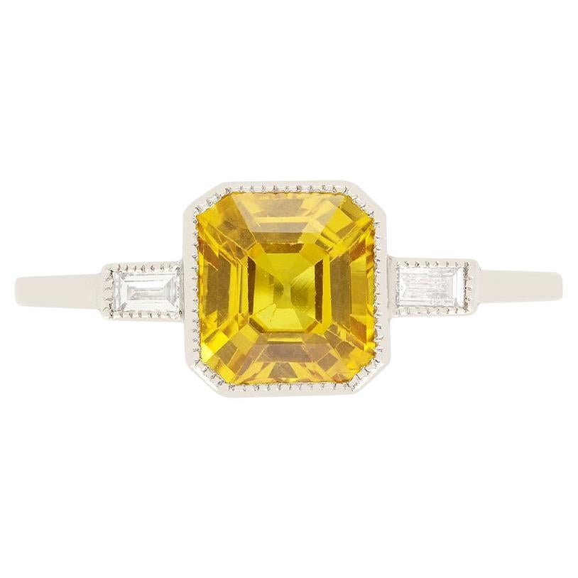 Vintage 1.70ct Yellow Sapphire and Diamond RIng c.1970s at 1stDibs