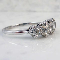 Vintage 1.71 Carat Old European Cut Diamond Five-Stone Ring