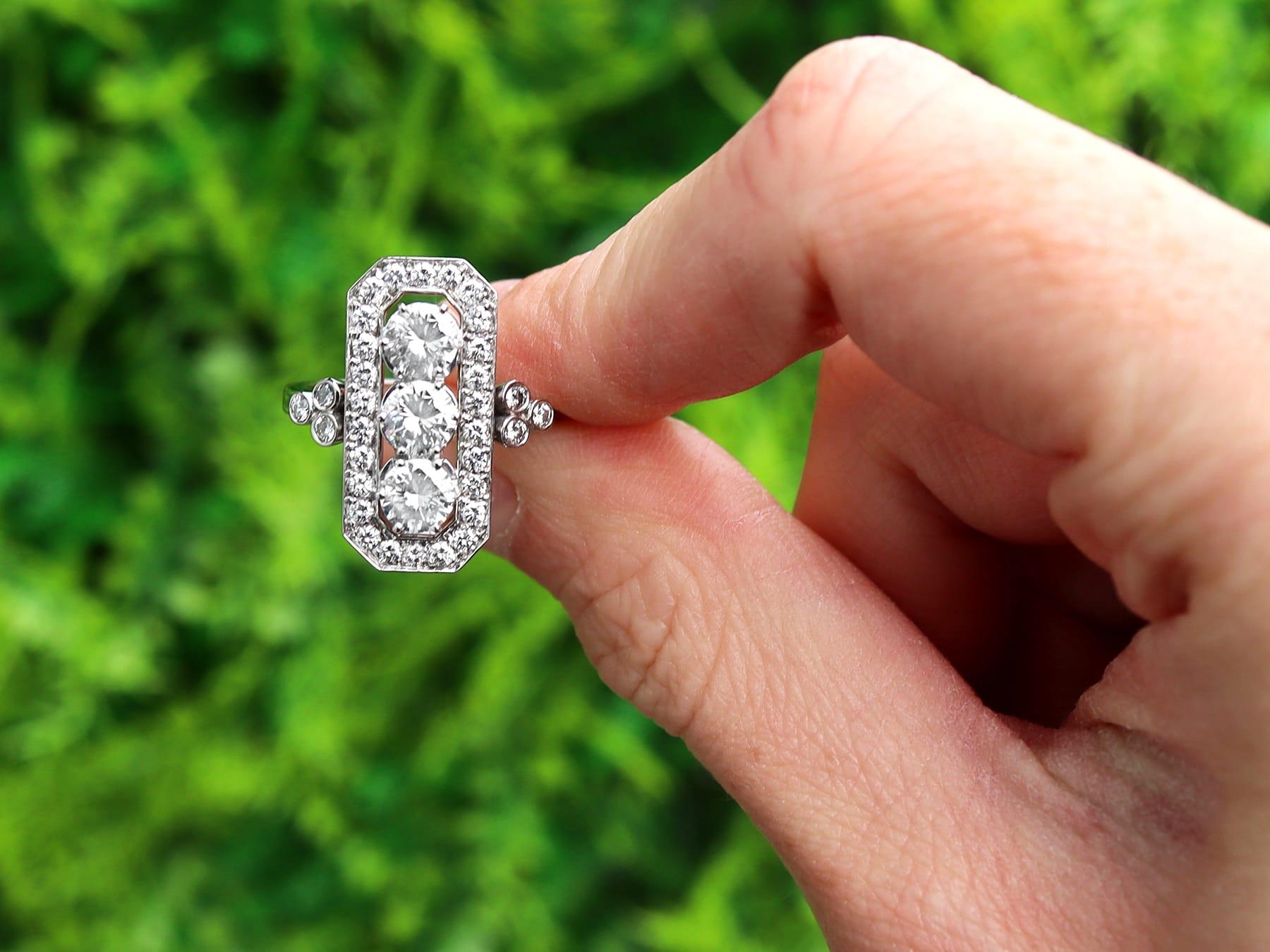 An impressive antique 1.7 carat diamond and 18 karat white gold dress ring; part of our diverse vintage jewellery and estate jewelry collections.

This stunning, fine and impressive Art Deco ring has been crafted in 18k white gold.

The pierced