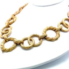 Vintage 171.30 Grams Textured 18 Karat Yellow Gold Link Necklace
