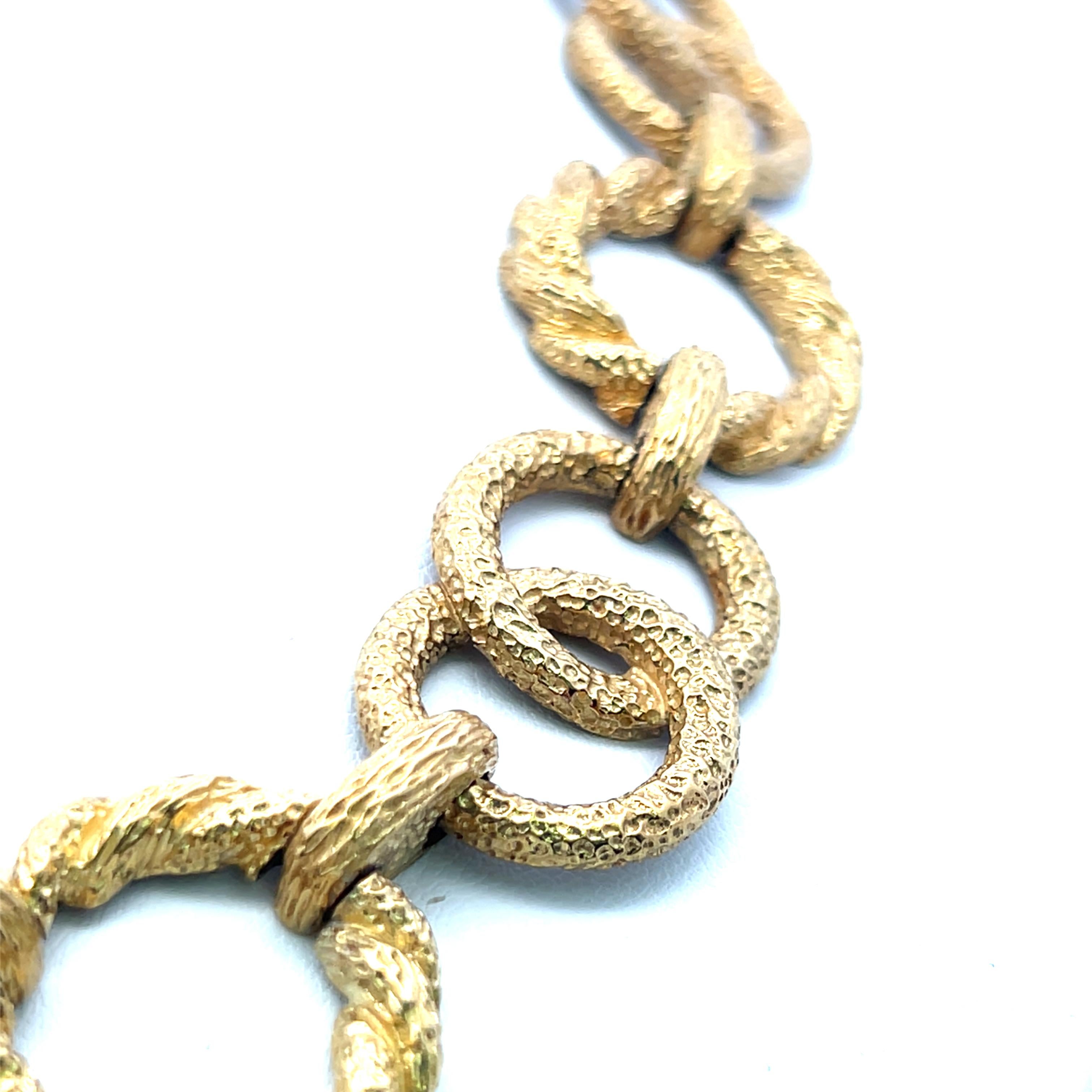 Collier à maillons vintage texturé en or jaune 18 carats 171,30 grammes en vente 2
