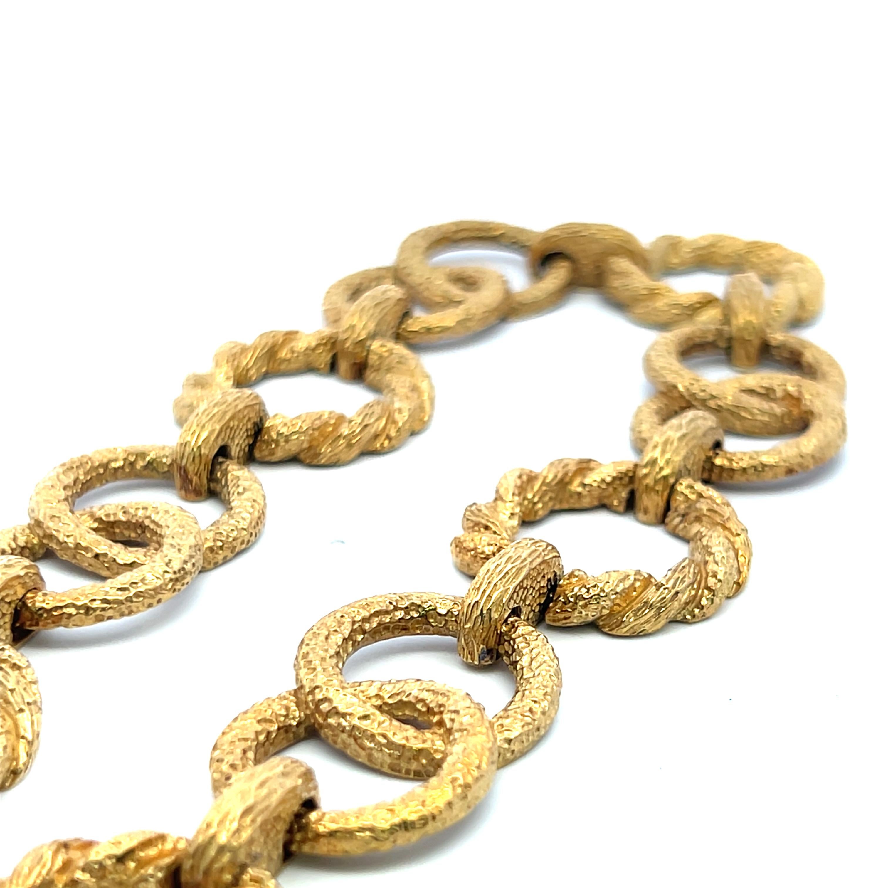 Collier à maillons vintage texturé en or jaune 18 carats 171,30 grammes en vente 4